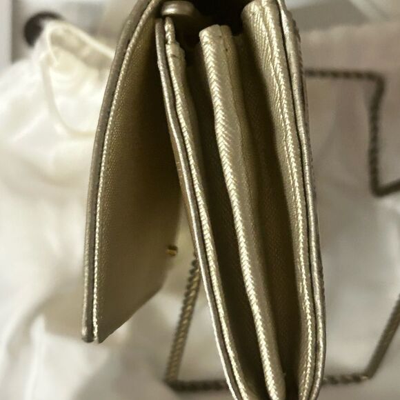 MK Metallic Gold Logo print patent leather large wallet. EUC. 0 call outs - Picture 7 of 11